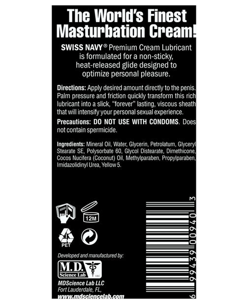 Swiss Navy Swiss Navy Premium Masturbation Cream - 5 oz Tube - Image 4