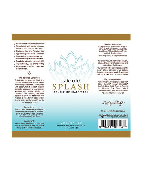 Sliquid Splash Feminine Wash - 8.5 oz Unscented