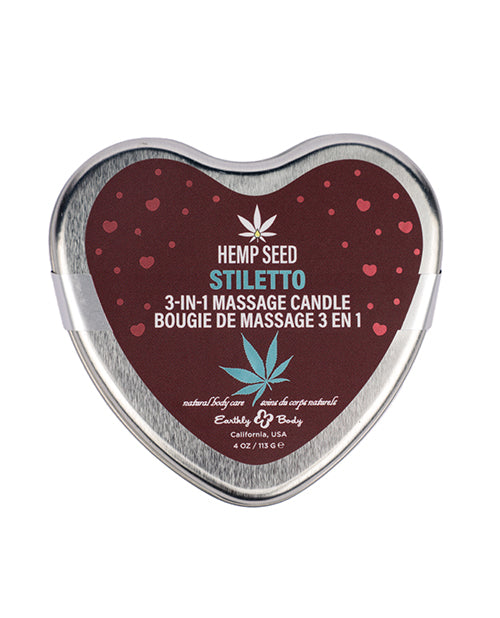 Earthly Body Earthly Body 2025 Valentines 3 in 1 Massage Heart Candle - 4.7 oz Stiletto