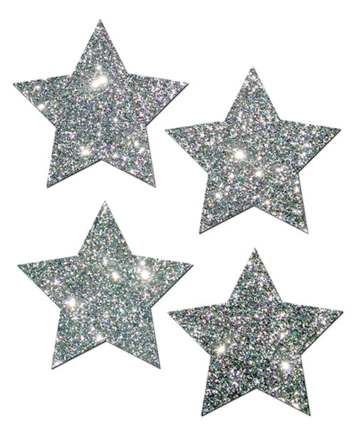 Pastease Petites Glitter Star - Silver O/S Pack of 2 Pair