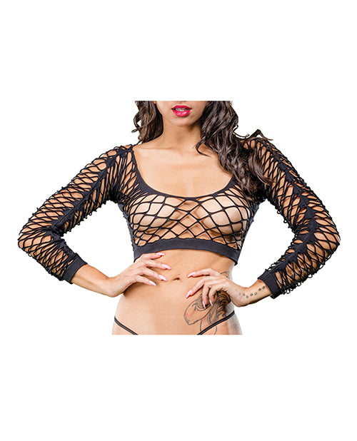 Beverly Hills Naughty Girl Crotchless Front Mesh & Side Design Leggings Black O/S