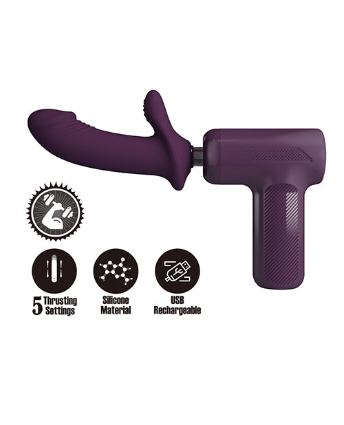 Pretty Love DJ Scholar Dual Thrusting Gun Massager - Purple