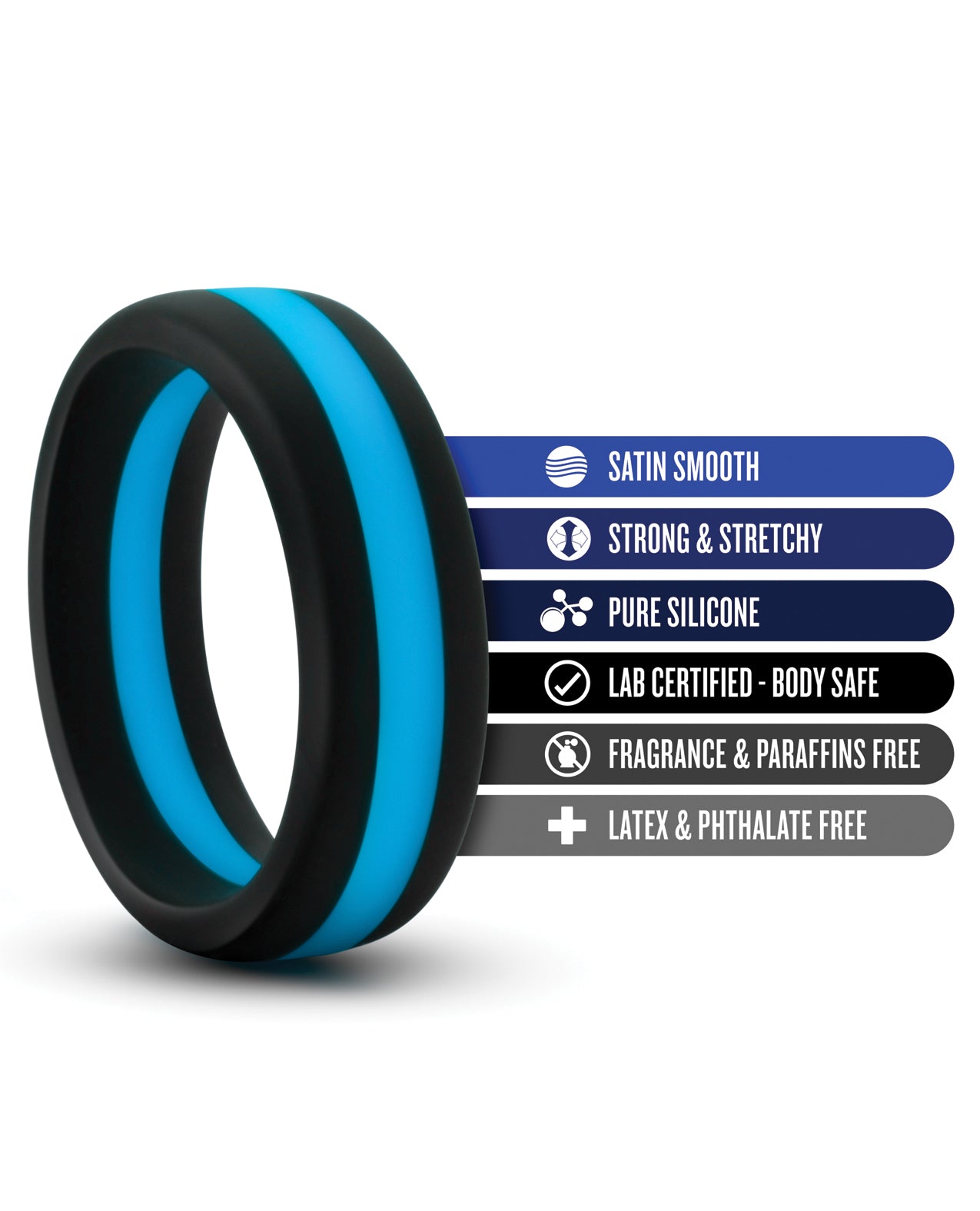 Blush Performance Silicone Go Pro Cock Ring - Black/Blue