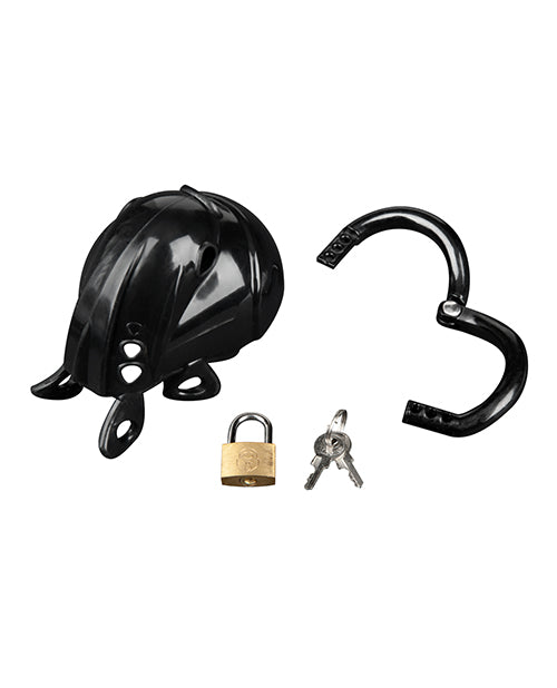 Full Restraint Silicone Cock & Balls Chastity Device - 100% Coverage Black