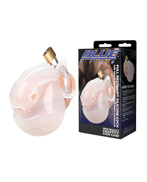 Full Restraint Silicone Cock & Balls Chastity Device - 100% Coverage White