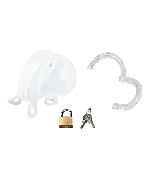Full Restraint Silicone Cock & Balls Chastity Device - 100% Coverage White