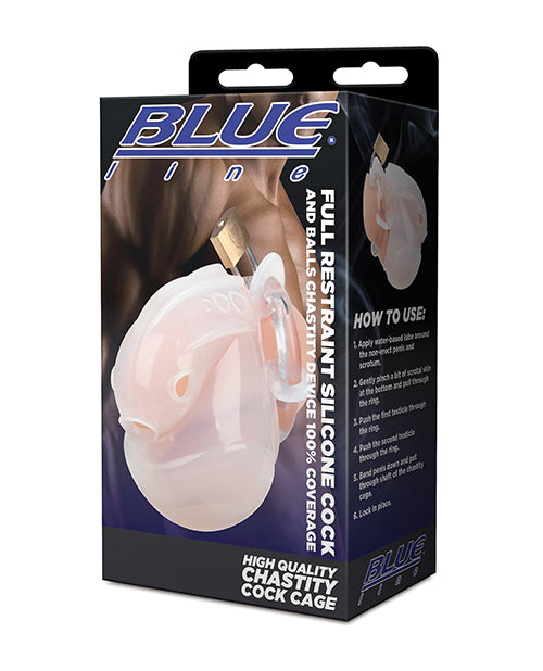Full Restraint Silicone Cock & Balls Chastity Device - 100% Coverage White