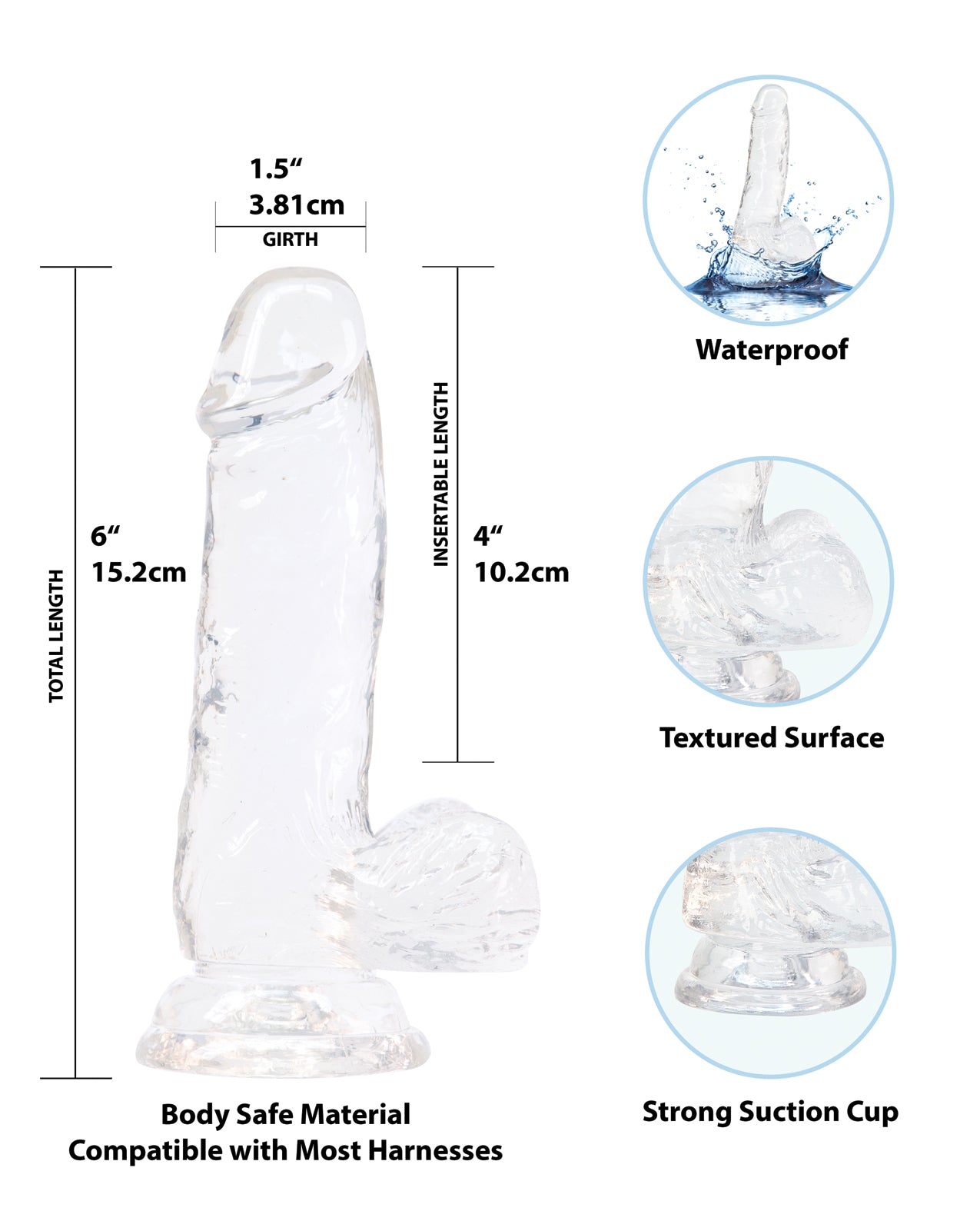 Crystal Addiction 6" Dong - Clear