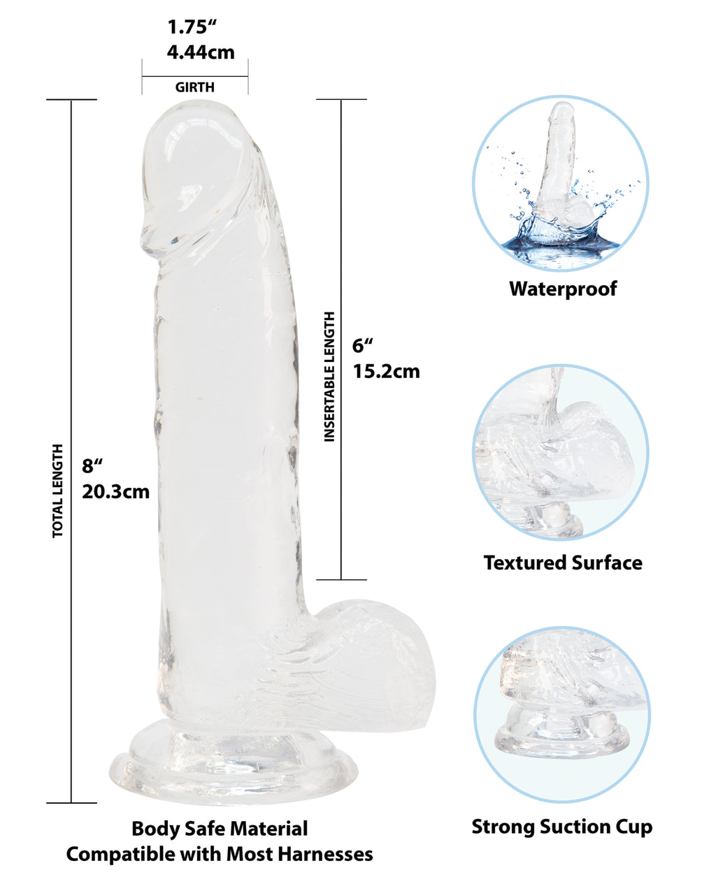 Crystal Addiction 8" Dong - Clear