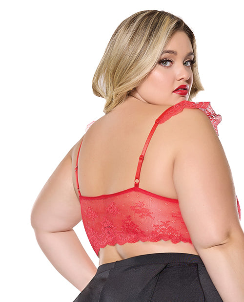 Coquette Scallop Stretch Lace Soft Cup Bralette - Red QN