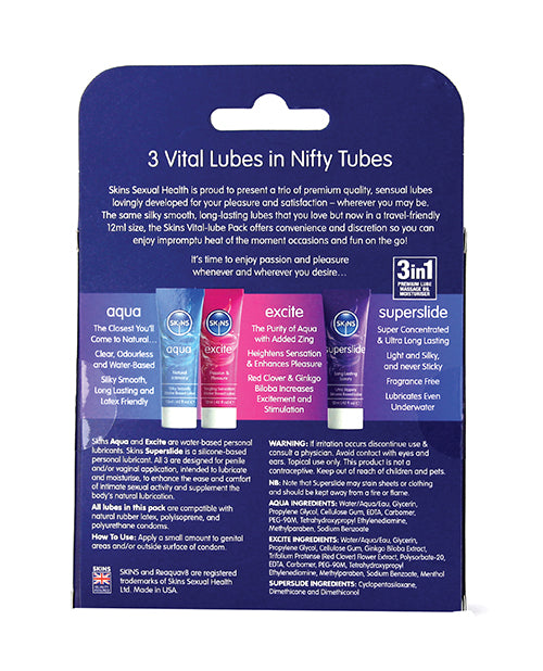 Skins Vital Lubes - 12 ml Tubes Pack of 3