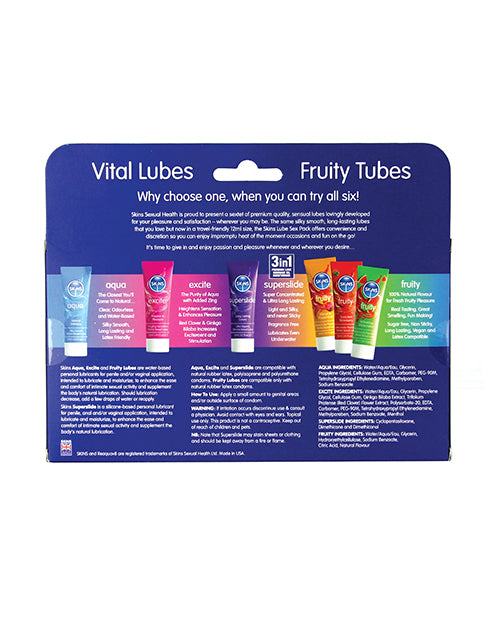 Skins Vital Lubes & Fruity Tubes - 12 ml Tubes Pack of 6