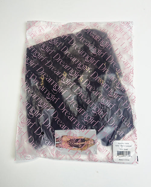 Mosaic Lace Open Crotch Garter Teddy - Cherry Lacquer XL