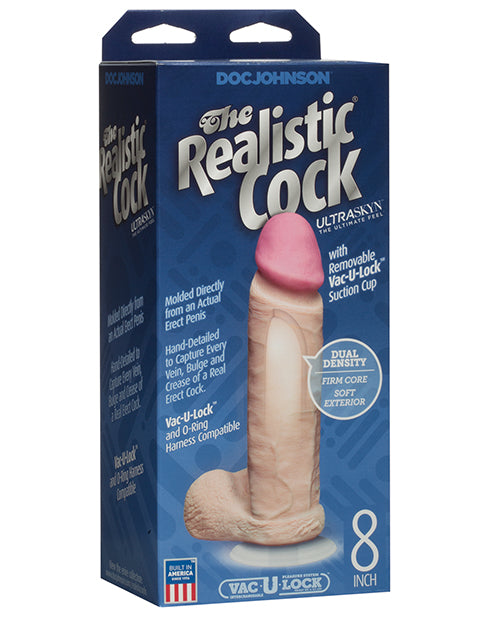 Realistic 8" ULTRASKYN Cock w/Balls - White