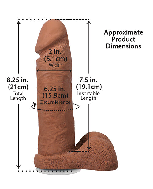 Realistic 8" ULTRASKYN Cock w/Balls - Brown