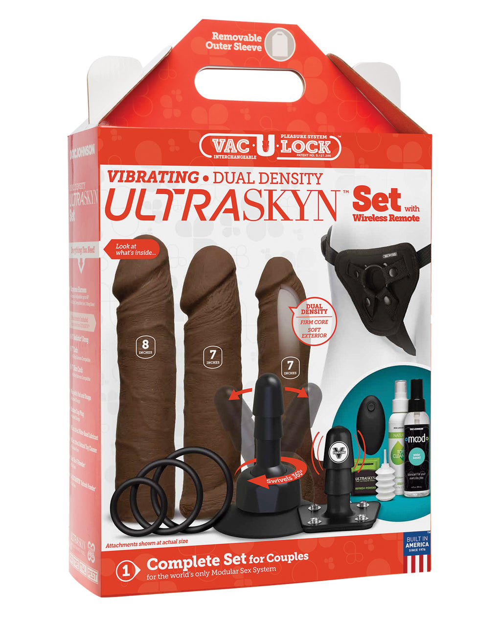 Vac-U-lock Vac-U-Lock Vibrating Dual Density ULTRASKYN Set w/Wireless Remote - Chocolate