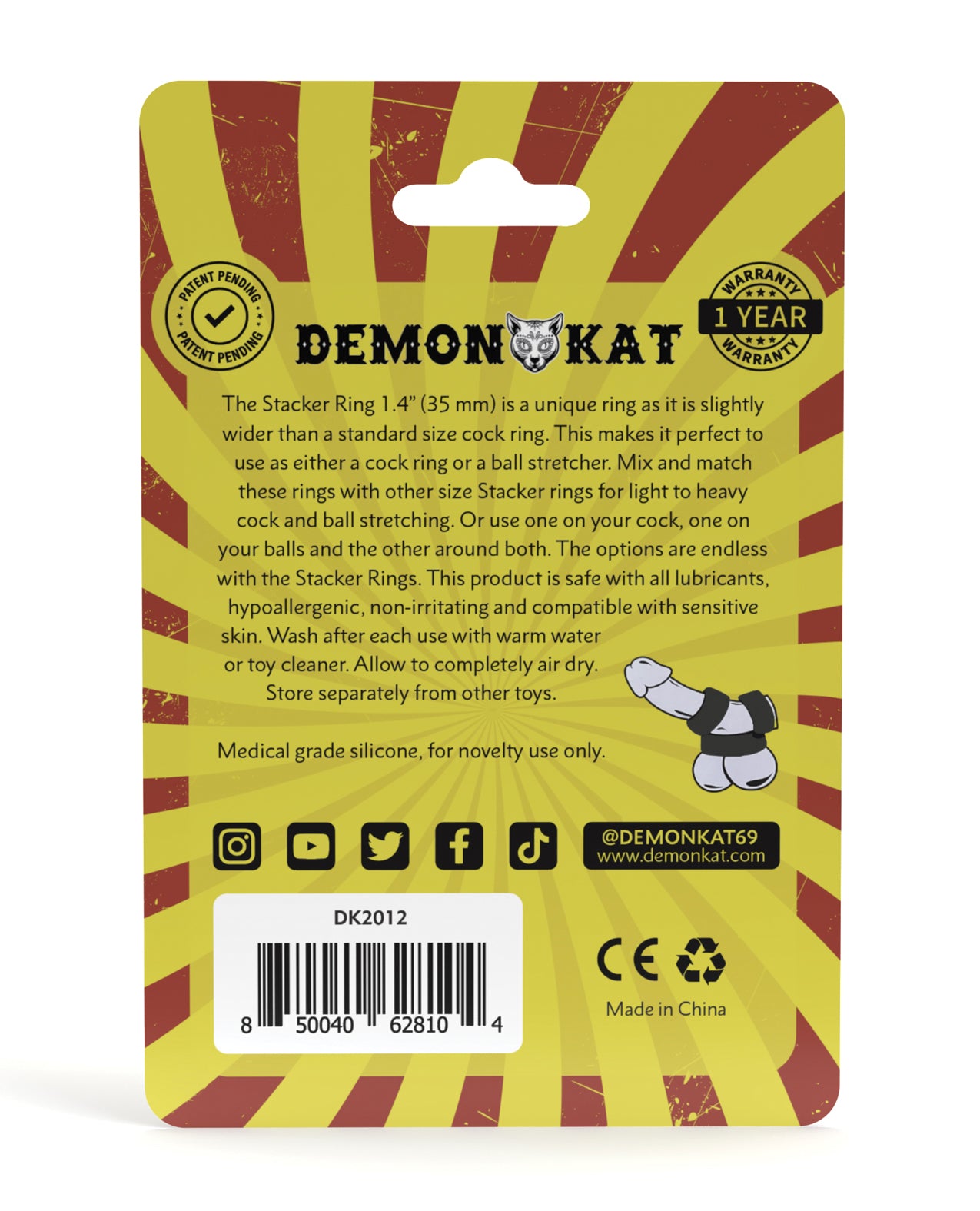 Demon Kat 1.4" Stacker Ring - Black