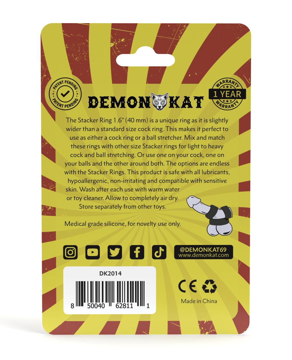 Demon Kat 1.6" Stacker Ring - Black