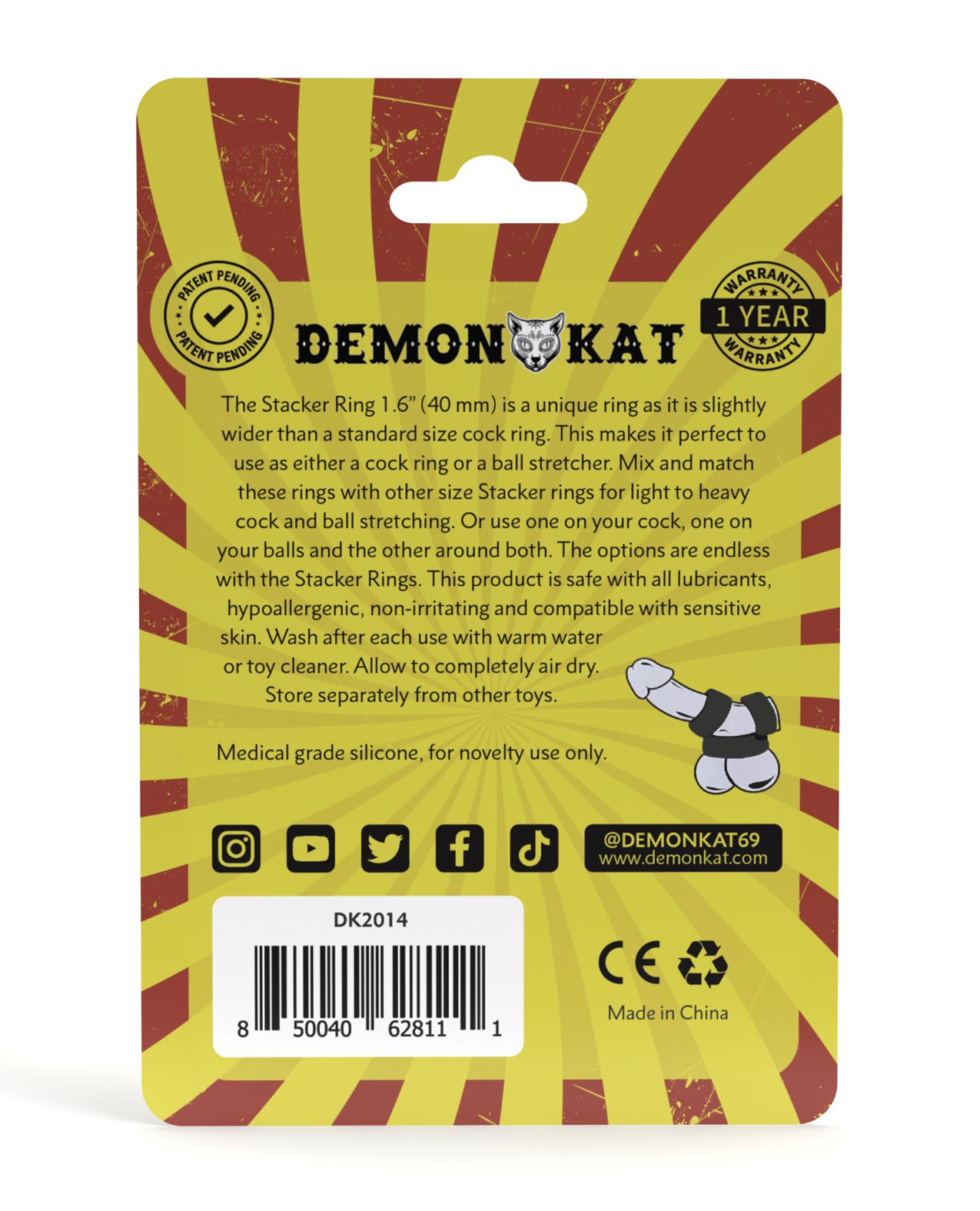 Demon Kat 1.6" Stacker Ring - Black