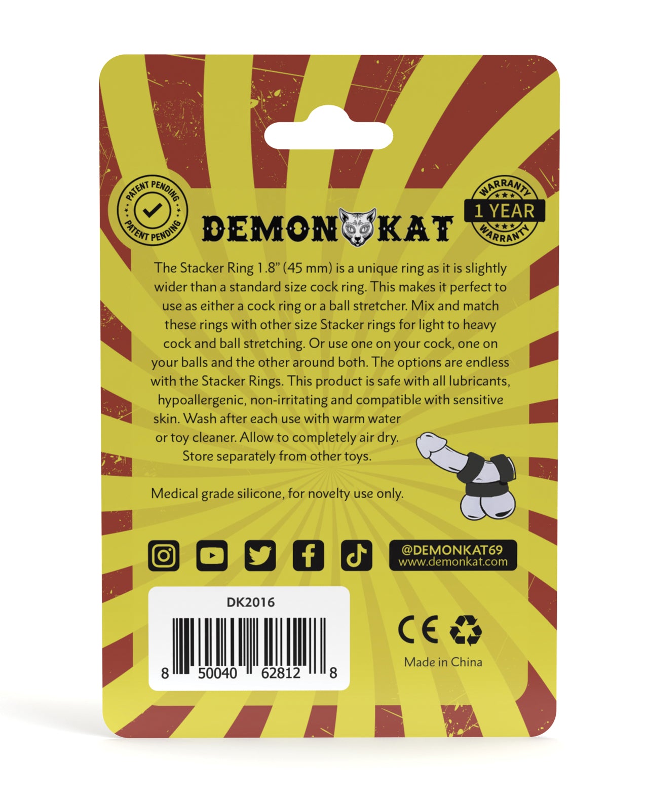 Demon Kat 1.8" Stacker Ring - Black
