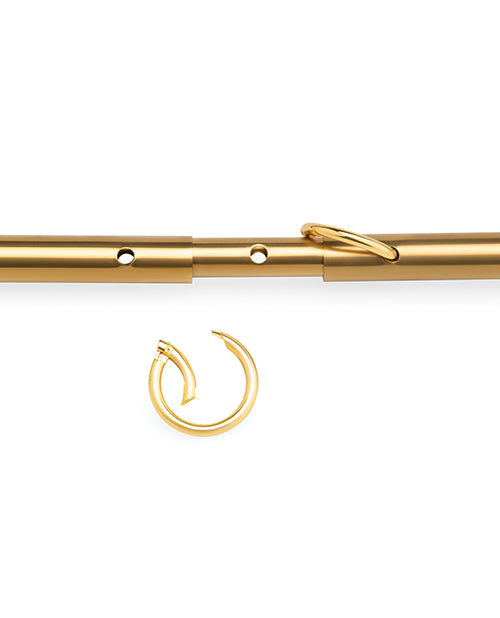 Lux Fetish Solid Gold Expandable Spreader Bar Set w/Detachable Leatherette Cuffs