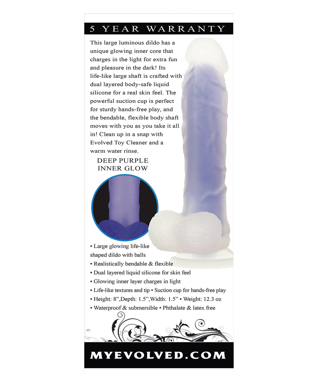 Evolved Evolved Luminous Dildo Non Vibrating - Purple - Image 12