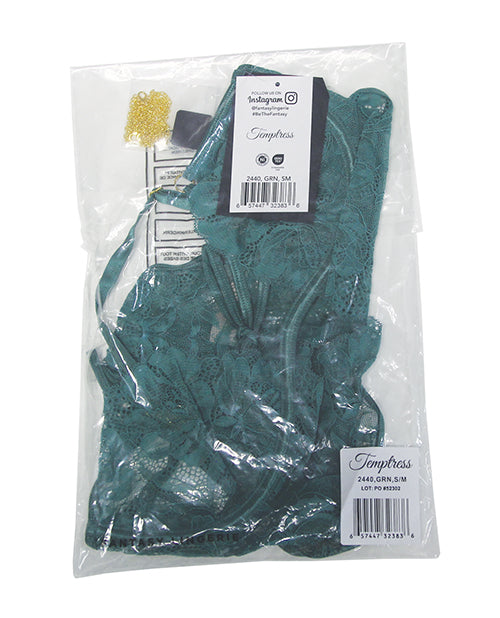 Temptress Aerin Lace Teddy w/Removable Chain - Green L/XL