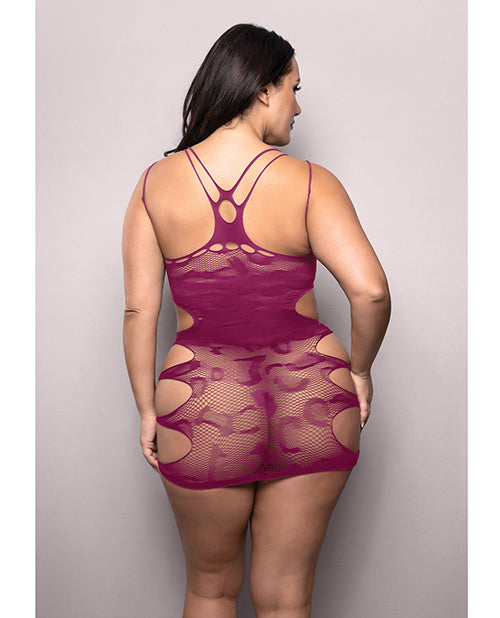 Vixen by Fantasy Lingerie Vixen For The Thrill Leopard Knit Cut Out Dress - Magenta QN - Image 4