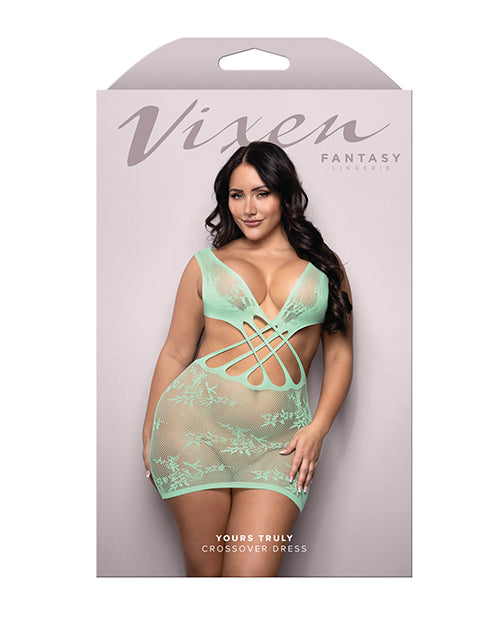 Vixen by Fantasy Lingerie Vixen Yours Truly Strappy Floral Knit Crossover Dress - Mint QN - Image 5