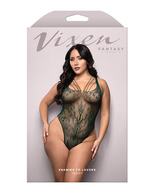Vixen Enemies To Lovers Seamless Lace Teddy - Green QN