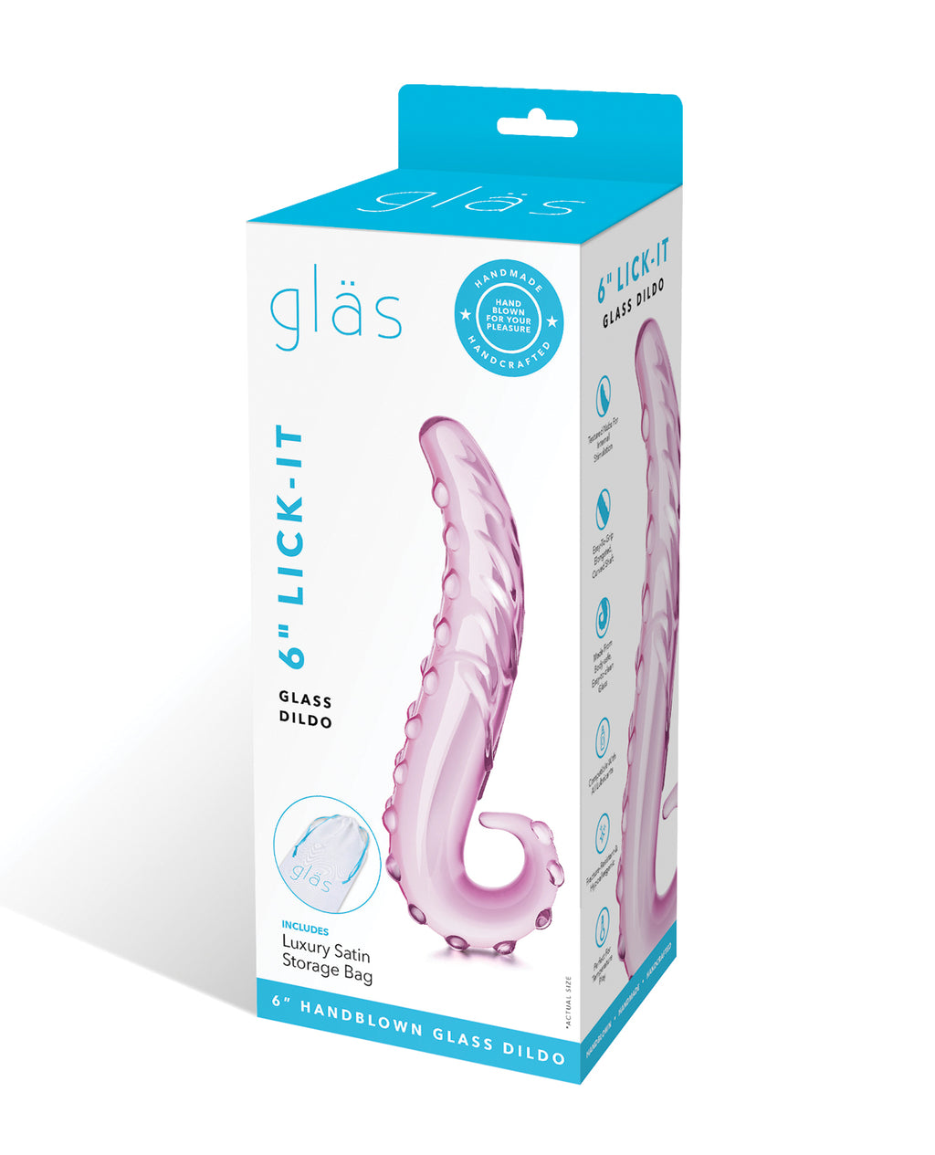 Glas Glas 6" Lick-it Glass Dildo - Pink - Image 10