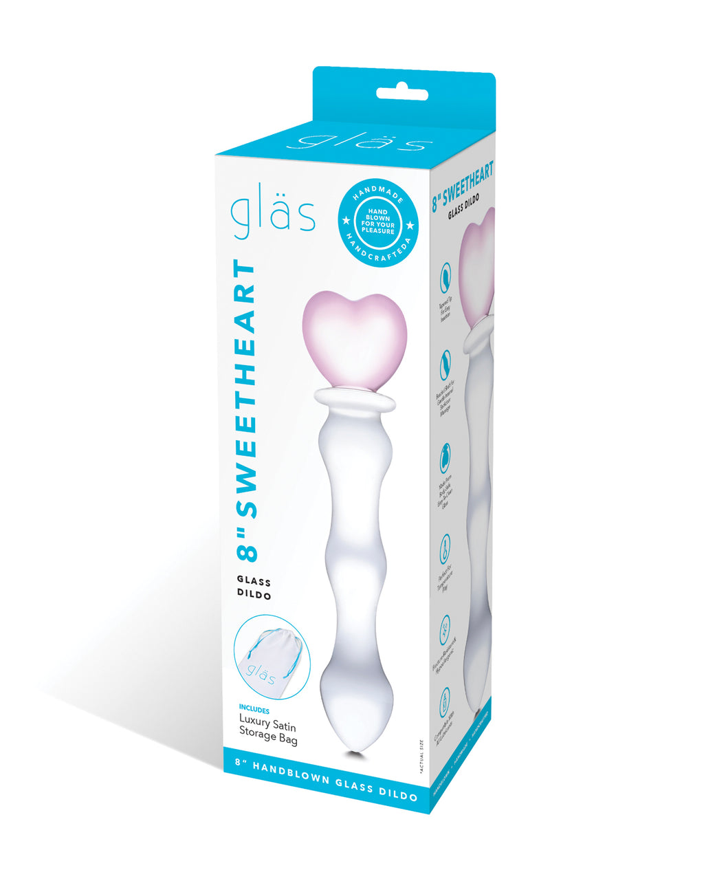 Glas Glas 8" Sweetheart Glass Dildo - Pink/Clear - Image 4