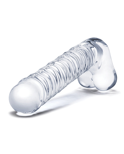 Glas Glas 8" Realistic Ribbed Glass G-Spot Dildo w/Balls - Clear - Image 3