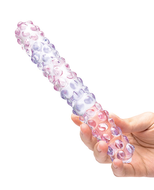 Glas Glas 9" Purple Rose Nubby Glass Dildo - Purple/Pink - Image 4