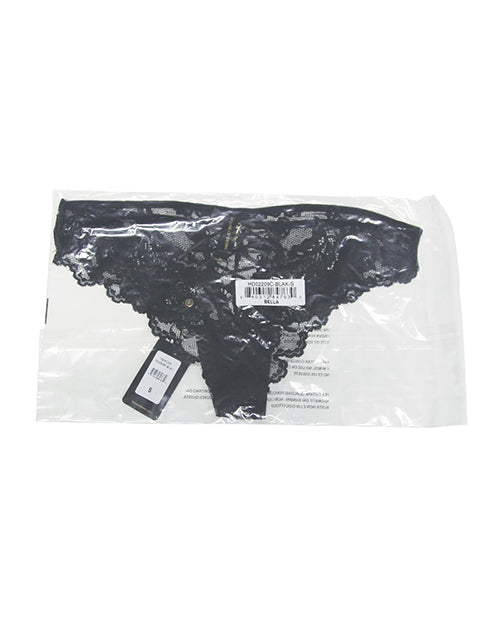 Bella Lace Up Tanga Panty w/Jewel Detail - Black SM