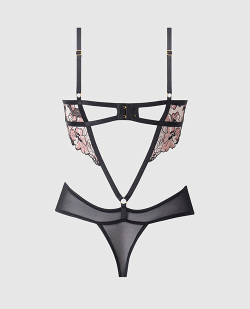 Nova Lace Teddy w/Garters - Black XL