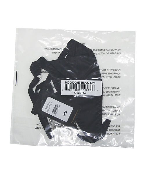 Krystal Rhinestone Net Back G-String - Black L/XL
