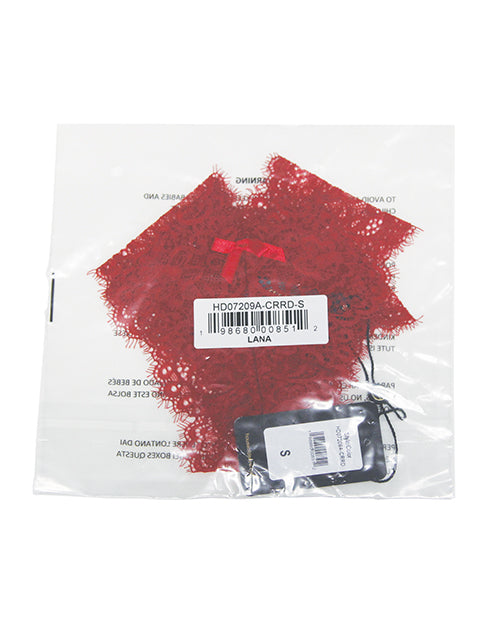Lana Sheer Lace V-Thong - Red 1X/2X