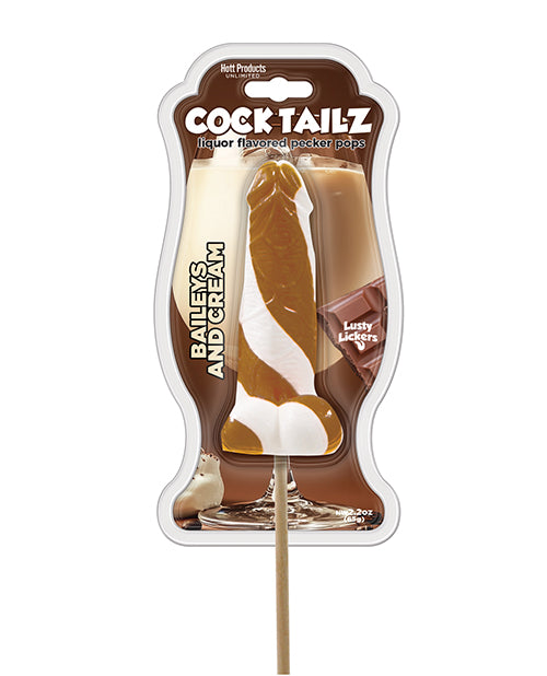 Cock Tailz Liquor Flavored Pecker Pops - Baileys & Cream Tan/White Stripe