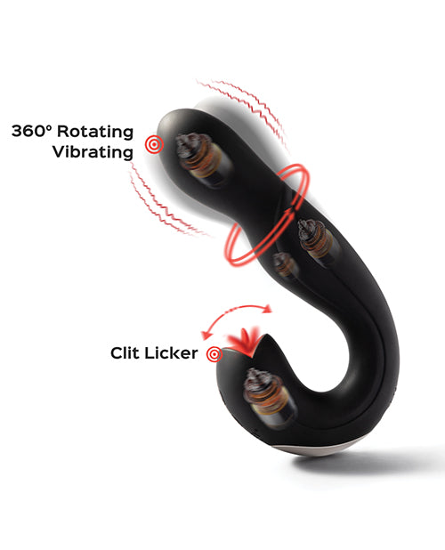 Joi Pro Rotating Head G-Spot Vibrator & Clit Licker w/Remote - Black