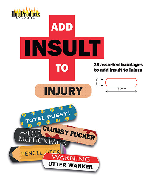 Hott Products Add Insult to Injury Bandages w/Assorted Sayings - Box of 25
