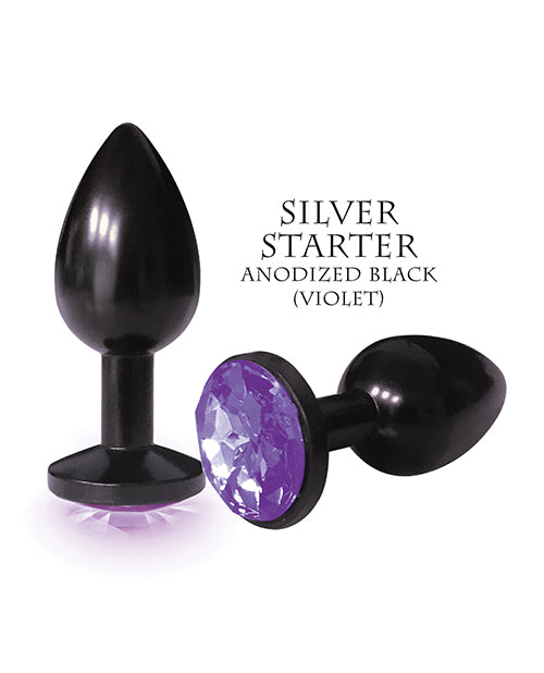 The 9's The Silver Starter Bejeweled Round Stainless-Steel Plug - Black/Violet