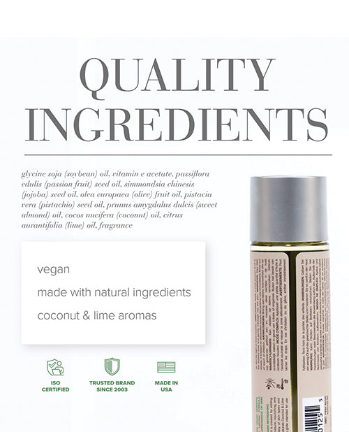 JO JO Naturals Massage Oil - Coconut & Lime 4 oz Bottle - Image 2