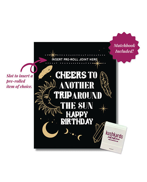 Kush Kards Cheers to Another Trip Around the World Greeting Card w/Matchbook