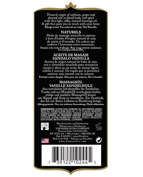Kama Sutra Kama Sutra Naturals Massage Oil - 8 oz Vanilla Sandlewood - Image 6