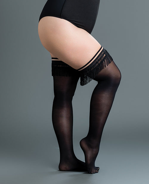 Kixies Kix'ies Keila Semi Opaque Fringe Thigh High Black C