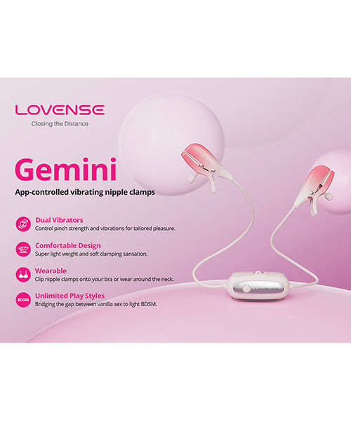 Lovense Gemini Vibrating Nipple Clamps - Pink