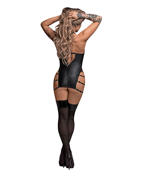 Lust by Magic Silk Lust Portia Mini Dress w/Plush Elastic Strapping Black L/XL - Image 2