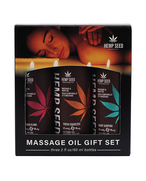Earthly Body Summer 2025 Massage Oil Gift Set - 2 oz Body Surfing, Fresh Squeezed & Summer Fling