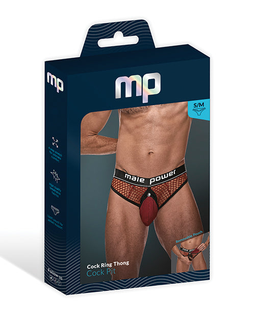 Cock Pit Fishnet Cock Ring Thong Red L/XL